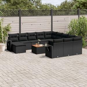 VidaXL Polyrattan Kerti Ülőgarnitúra - 13 részes - Fekete