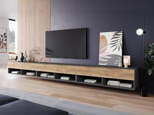TV-állvány Sarasota 144, Laminált forgácslap, 30x300x33cm, Gesztenye, Matera szürke