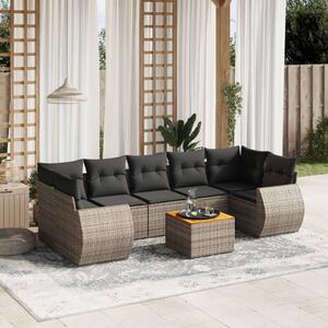 VidaXL Polyrattan Kerti Ülőgarnitúra - 8 részes - Szürke