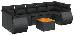 VidaXL Polyrattan Kerti Ülőgarnitúra - 8 részes - Fekete
