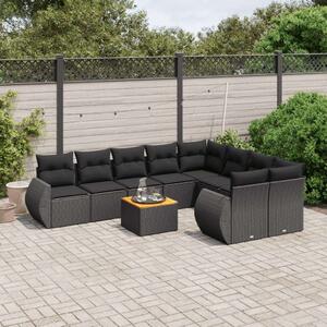 VidaXL Polyrattan Kerti Ülőgarnitúra - 10 részes - Fekete