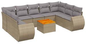 VidaXL Polyrattan Kerti Ülőgarnitúra - 10 részes - Bézs