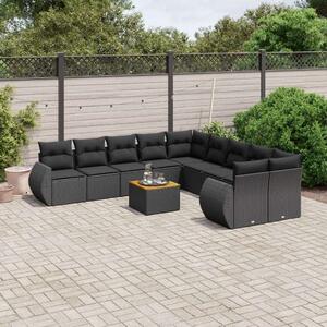VidaXL Polyrattan Kerti Ülőgarnitúra - 11 részes - Fekete