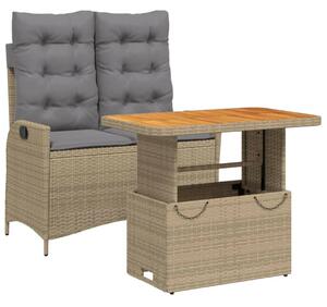 VidaXL Kertbútor Szett - 2 Személyes Étkezőgarnitúra - Bézs Polyrattan