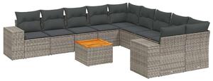 VidaXL Polyrattan Kerti Ülőgarnitúra - 11 részes - Szürke