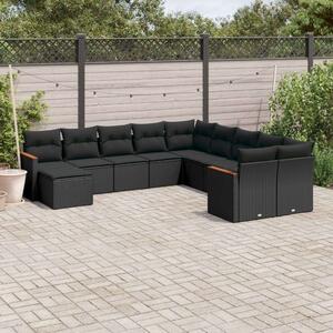 Polyrattan Kerti Ülőgarnitúra - 11 részes - Fekete