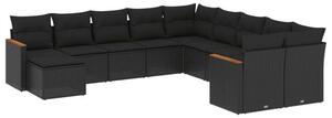 Polyrattan Kerti Ülőgarnitúra - 11 részes - Fekete
