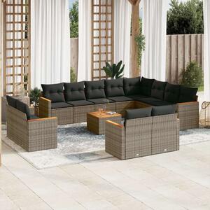 VidaXL Polyrattan Kerti Ülőgarnitúra - 13 részes - Szürke