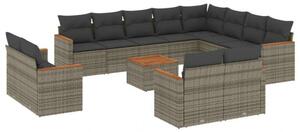 VidaXL Polyrattan Kerti Ülőgarnitúra - 13 részes - Szürke