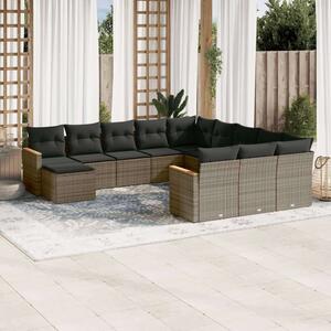 VidaXL Polyrattan Kerti Ülőgarnitúra - 12 részes - Szürke