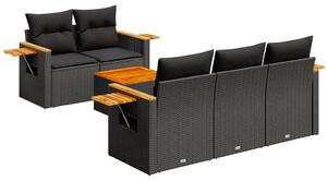 VidaXL Polyrattan Kerti Ülőgarnitúra - 6 részes - Fekete