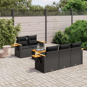 VidaXL Polyrattan Kerti Ülőgarnitúra - 6 részes - Fekete