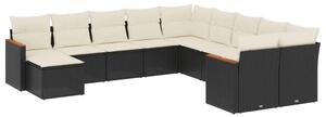 VidaXL Polyrattan Kerti Ülőgarnitúra - 11 részes - Fekete