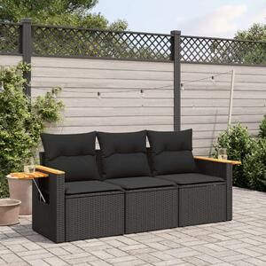 VidaXL 3 részes Kerti Ülőgarnitúra - Fekete Polyrattan