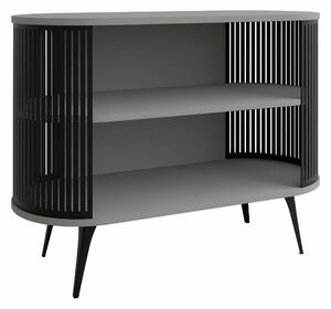 Könyvespolc Vitum, Nyitott, Fém, Laminált forgácslap, 90x120x40cm, Grafit, Fekete