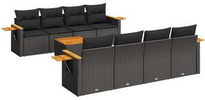 Polyrattan Kerti Ülőgarnitúra - 9 részes - Fekete