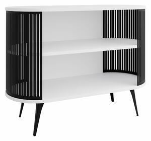 Könyvespolc Vitum, Nyitott, Fém, Laminált forgácslap, 90x120x40cm, Fekete, Fehér