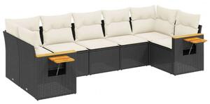 VidaXL Polyrattan Kerti Ülőgarnitúra - 7 részes, Fekete