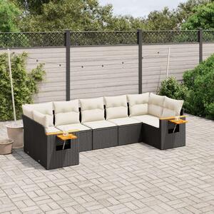 VidaXL Polyrattan Kerti Ülőgarnitúra - 7 részes, Fekete