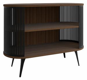 Könyvespolc Vitum, Nyitott, Fém, Laminált forgácslap, 90x120x40cm, Dió, Fekete