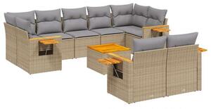 VidaXL Polyrattan Kerti Ülőgarnitúra - 10 részes - Bézs