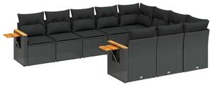 VidaXL Polyrattan Kerti Ülőgarnitúra - 10 részes - Fekete