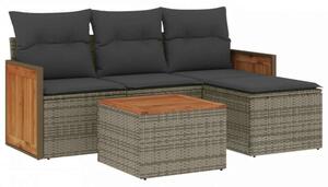 VidaXL Polyrattan Kerti Ülőgarnitúra - 5 részes - Szürke