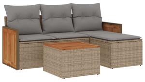 VidaXL Polyrattan Kerti Ülőgarnitúra - 5 részes - Bézs