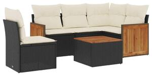 VidaXL Polyrattan Kerti Ülőgarnitúra - 6 részes - Fekete