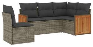 VidaXL 5 részes szürke polyrattan kerti ülőgarnitúra