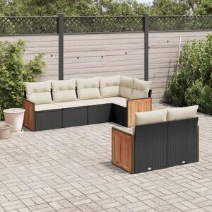 VidaXL Polyrattan Kerti Ülőgarnitúra - 7 részes - Fekete