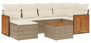 VidaXL Polyrattan Kerti Ülőgarnitúra - 7 részes - Bézs