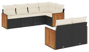 VidaXL Polyrattan Kerti Ülőgarnitúra - 7 részes - Fekete