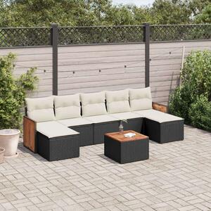 Polyrattan Kerti Ülőgarnitúra - 8 részes - Fekete