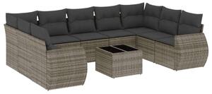 VidaXL Polyrattan Kerti Ülőgarnitúra - 10 részes - Szürke