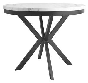 Asztal Oswego 155, 76cm, Fehér márvány, Fekete