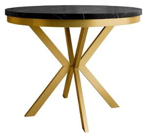 Asztal Oswego 155, 76cm, Fekete márvány, Aranysárga