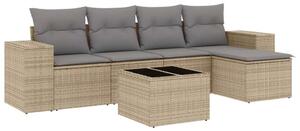 VidaXL Polyrattan Kerti Ülőgarnitúra - 6 részes - Bézs