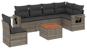 VidaXL 7 részes szürke polyrattan kerti ülőgarnitúra párnákkal