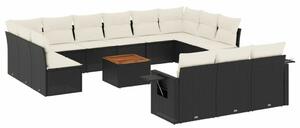 VidaXL Polyrattan Kerti Ülőgarnitúra - 14 részes - Fekete