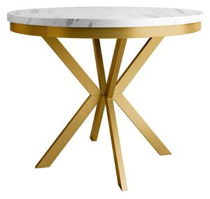 Asztal Oswego 156, 76cm, Aranysárga, Fehér márvány