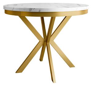 Asztal Oswego 157, 76cm, Aranysárga, Fehér márvány