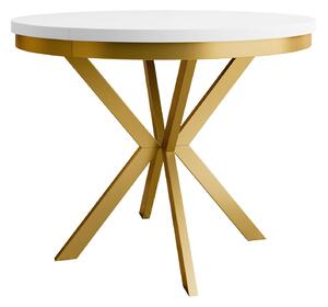 Asztal Oswego 157, 76cm, Fehér, Aranysárga