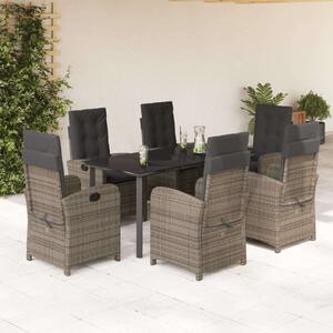 VidaXL Polyrattan Kerti Étkezőgarnitúra - 7 részes, Szürke