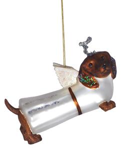 HANG ON üveg karácsonyfadísz tacskó, 13cm