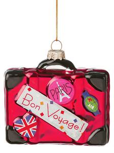 HANG ON üveg karácsonyfadísz Bon Voyage bőrönd