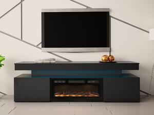 TV-állvány Monfero I, Közepes sűrűségű farostlemez, Laminált forgácslap, 59x190x41cm, Fekete, Fényes fekete