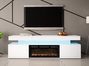 TV-állvány Monfero I, Közepes sűrűségű farostlemez, Laminált forgácslap, 59x190x41cm, Fehér, Fényes fehér