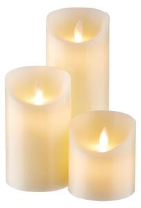 GLOWING FLAME led-es gyertya, bézs 3 db-os szett