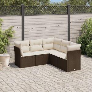 Polyrattan Kerti Ülőgarnitúra - 5 részes - Barna